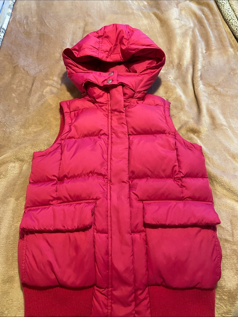Hot pink down puffer vest